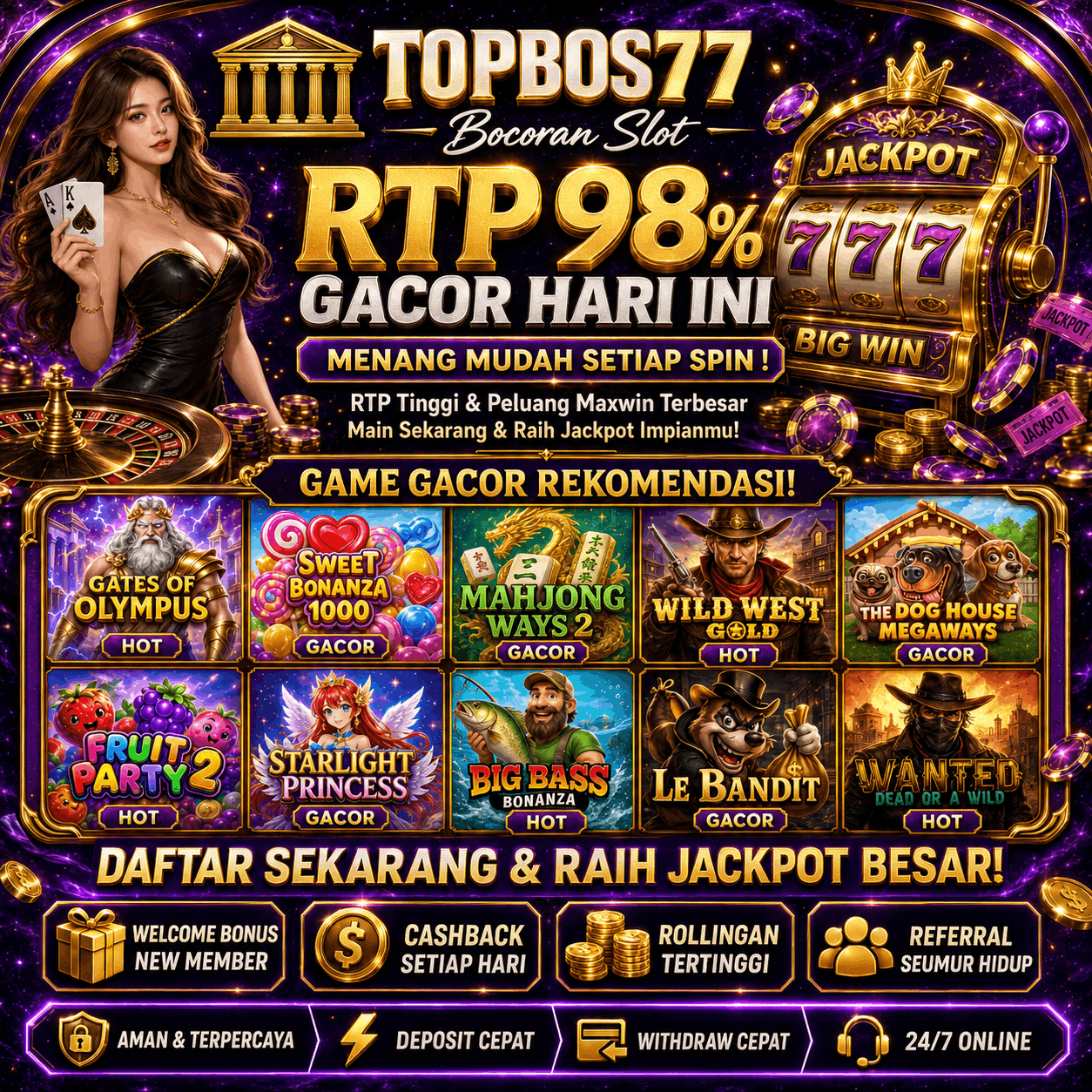 TOPBOS77: Situs Alternatif Slot77 Hitam Resmi Berlisensi Dengan JP Melimpah Langsung Cair